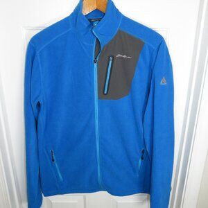 Eddie Bauer Mens First Ascent Full Zip Blue/Gray Fleece Jacket Size Tall-LG